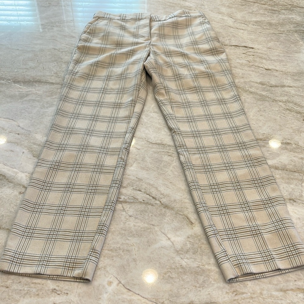 Zara | Tartan Plaid Ankle Pants | Beige & Blue |‎ Women's Size Medium